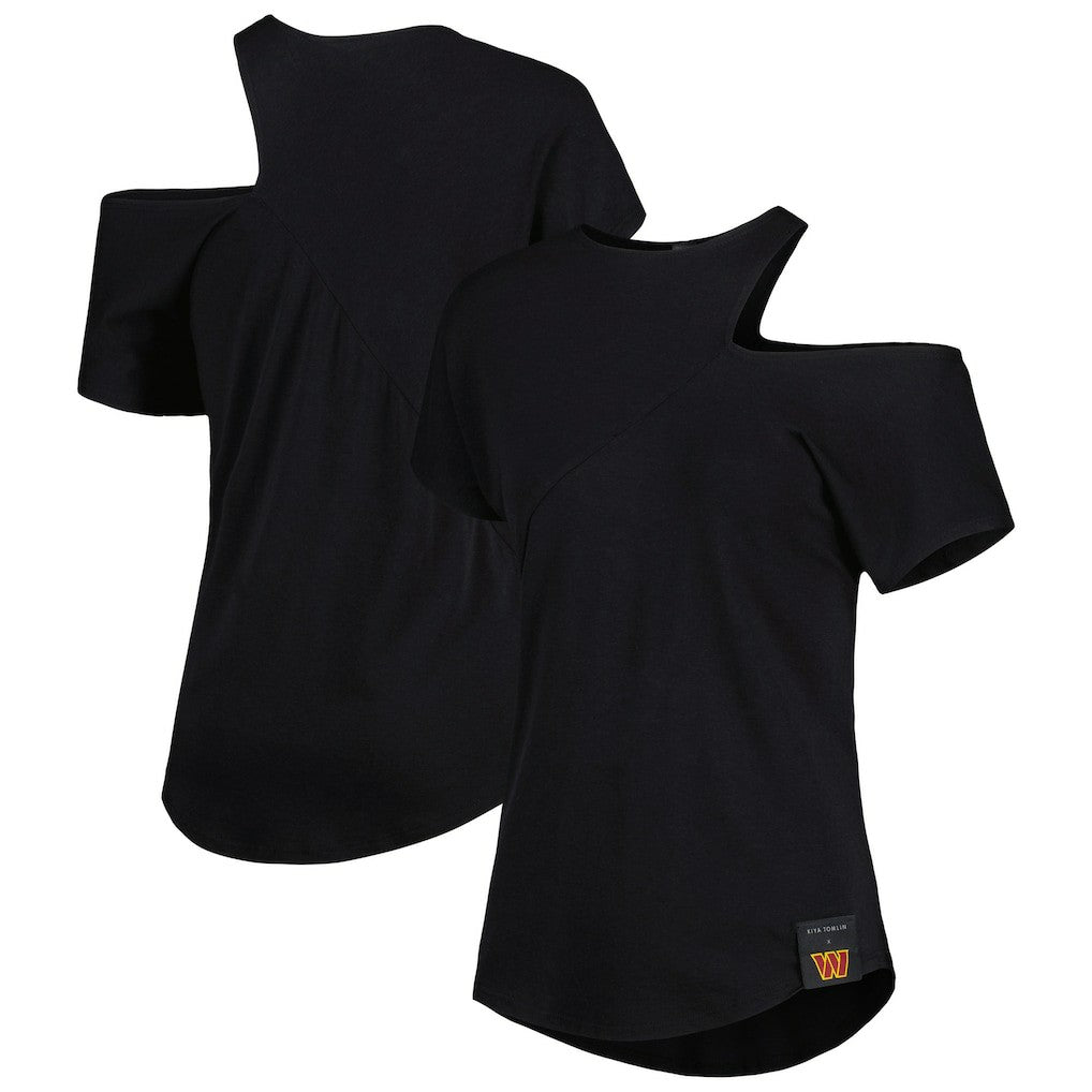 Washington Commanders KIYA TOMLIN Women's Cut Out Tri-Blend Shirt - Black - NFL