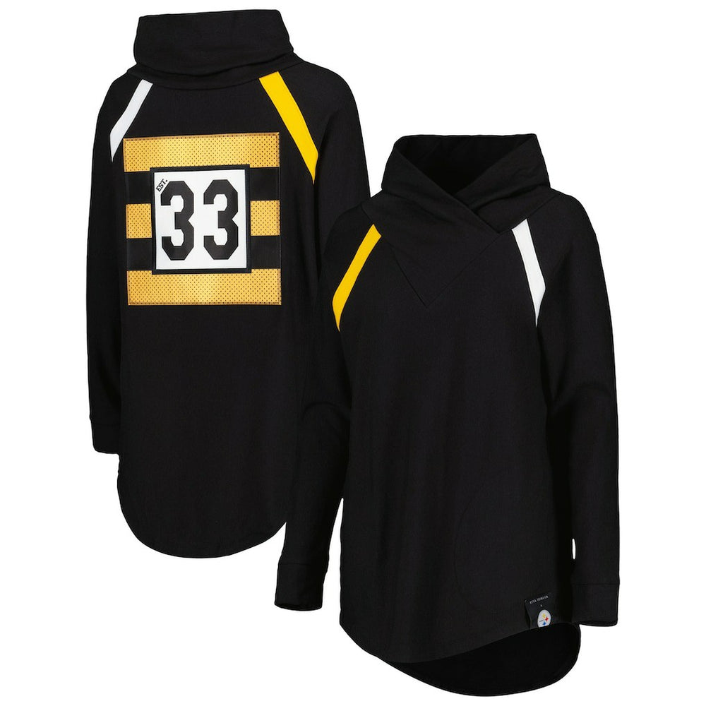 Pittsburgh Steelers KIYA TOMLIN Women's Tri-Blend Raglan Pullover Sweatshirt - Black - NFL