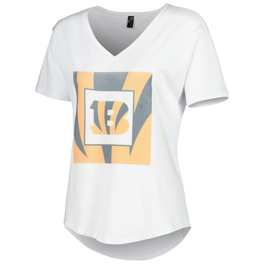 Cincinnati Bengals KIYA TOMLIN Women's V-Neck T-Shirt - White - NFL