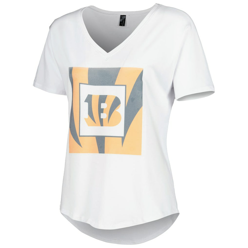 Cincinnati Bengals KIYA TOMLIN Women's V-Neck T-Shirt - White - NFL