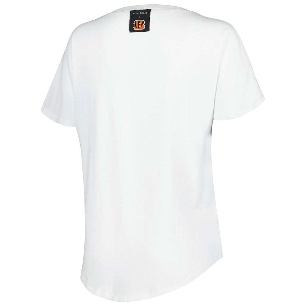 Cincinnati Bengals KIYA TOMLIN Women's V-Neck T-Shirt - White - NFL