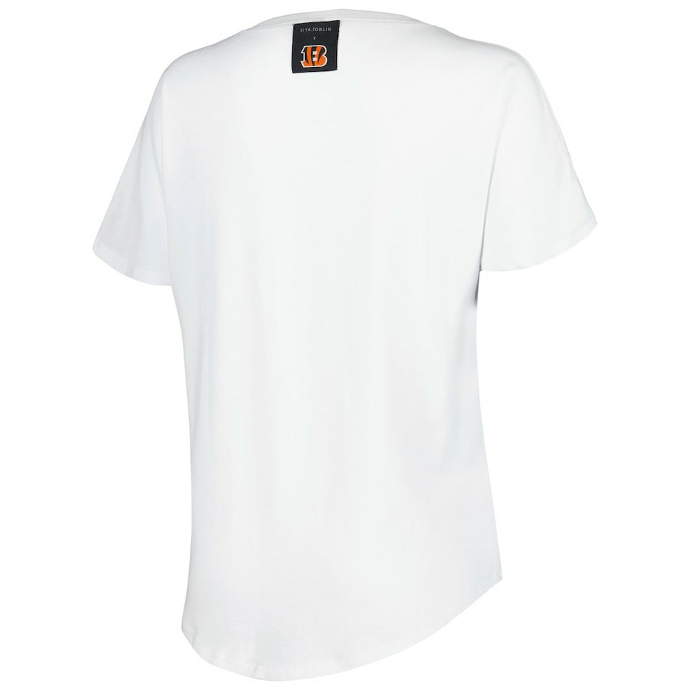 Cincinnati Bengals KIYA TOMLIN Women's V-Neck T-Shirt - White - NFL