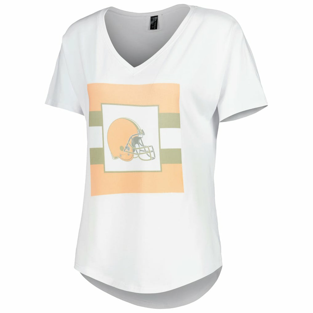 Cleveland Browns KIYA TOMLIN Women's Tri-Blend V-Neck T-Shirt - White - NFL