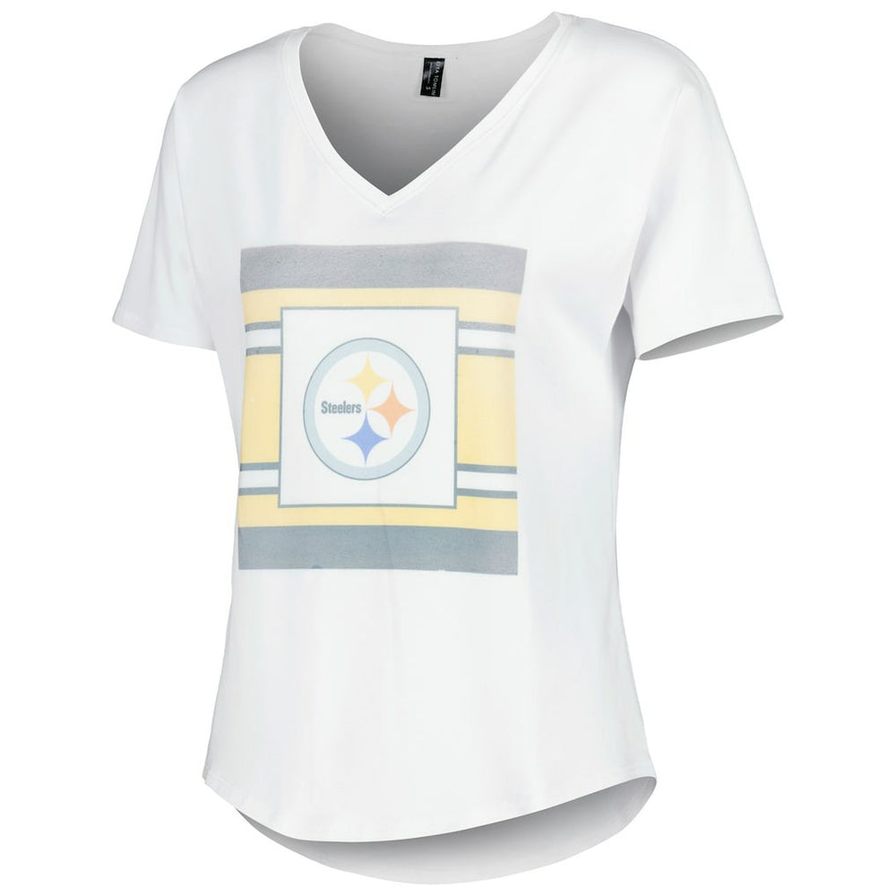 Pittsburgh Steelers KIYA TOMLIN Women's Tri-Blend V-Neck T-Shirt - White - NFL