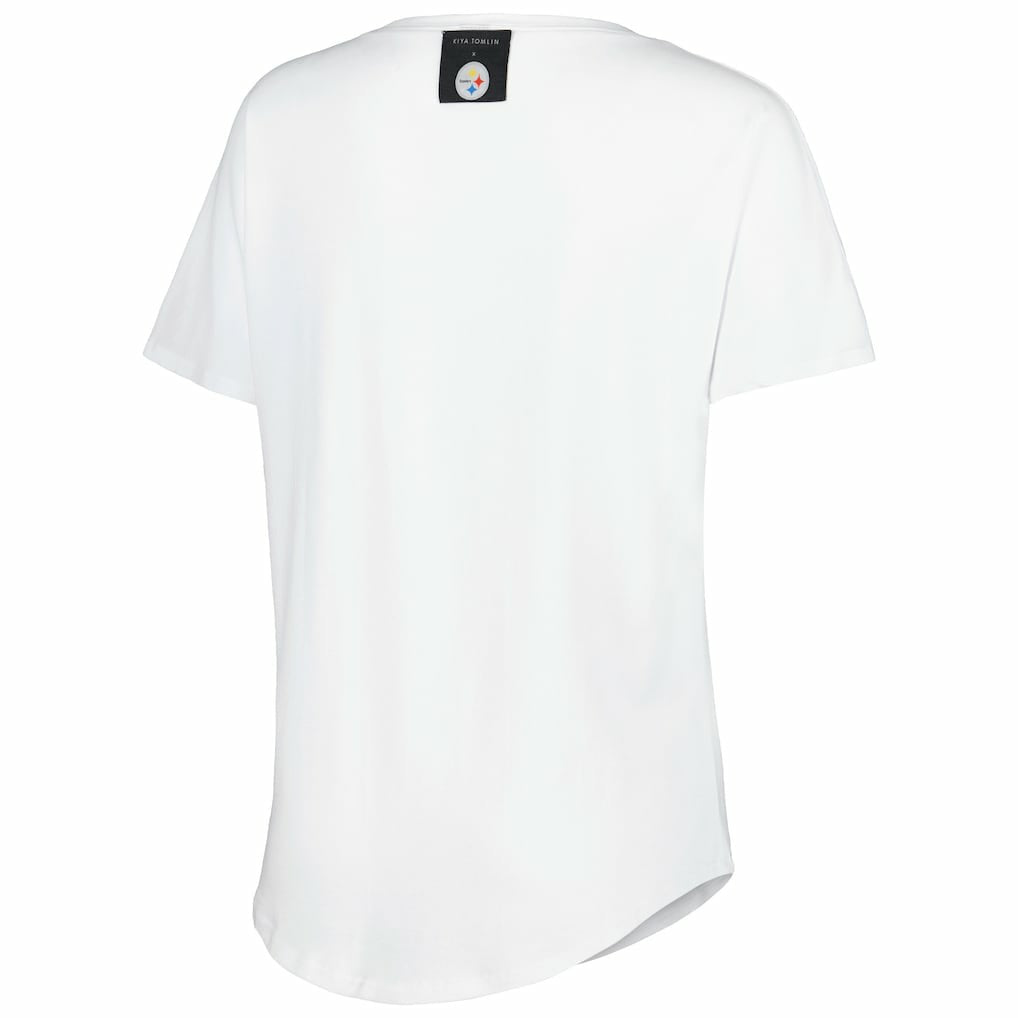 Pittsburgh Steelers KIYA TOMLIN Women's Tri-Blend V-Neck T-Shirt - White - NFL