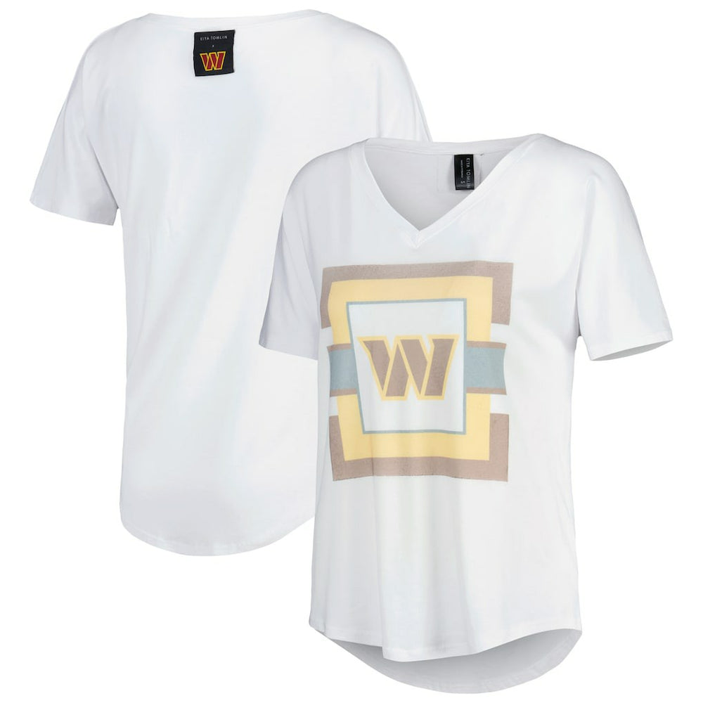 Washington Commanders KIYA TOMLIN Women's V-Neck T-Shirt - White - NFL
