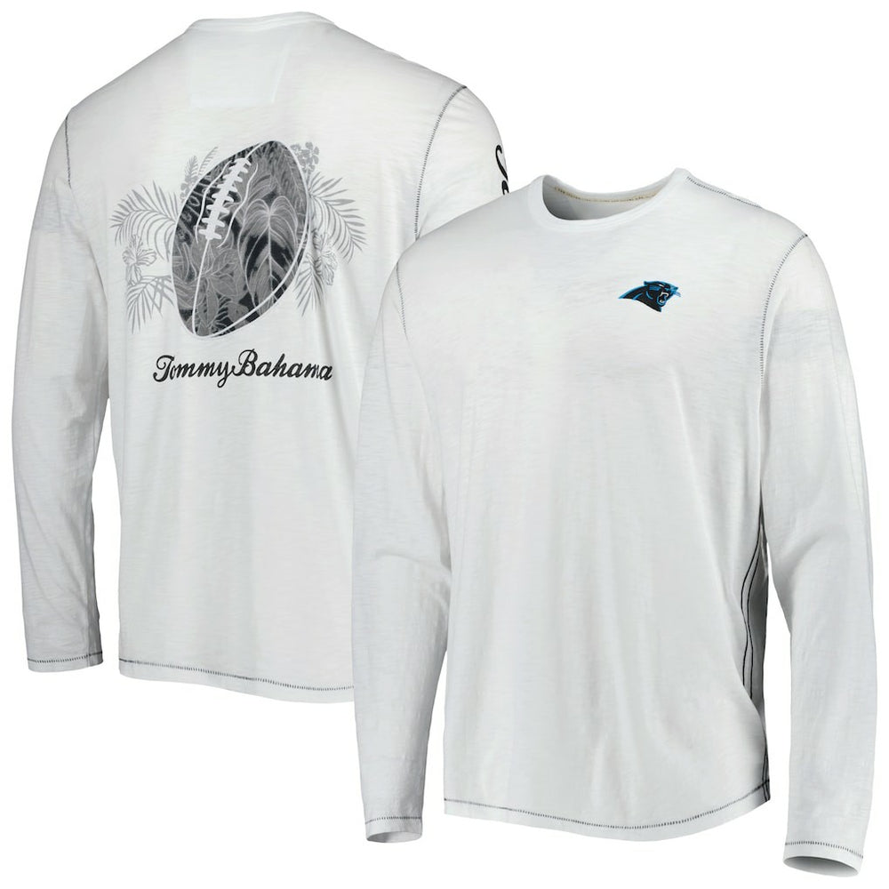Carolina Panthers Laces Out Billboard Long Sleeve T-Shirt - White - Tommy Bahama
