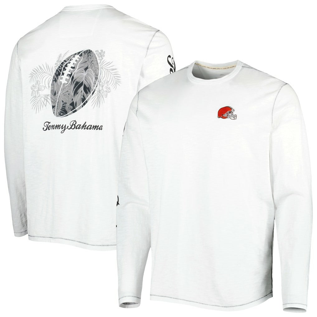 Cleveland Browns Laces Out Billboard Long Sleeve T-Shirt - White - Tommy Bahama
