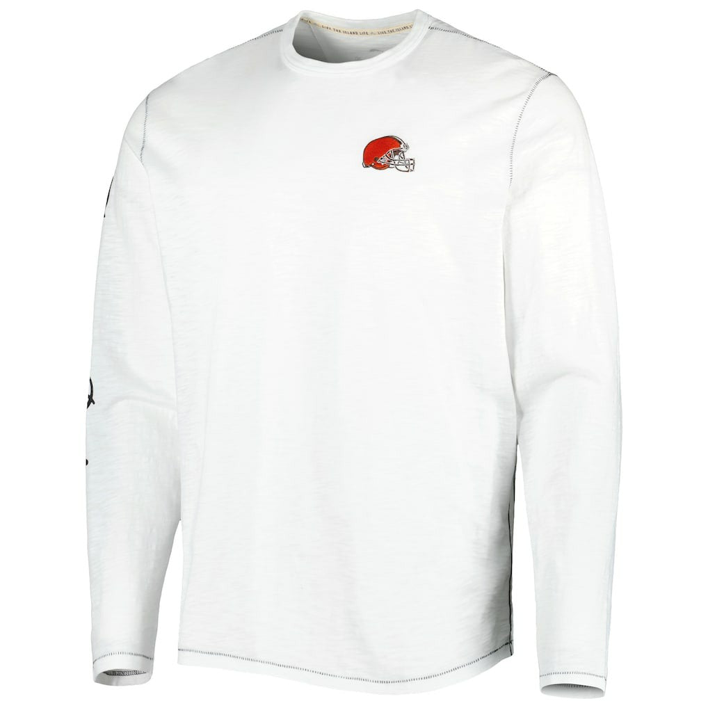 Cleveland Browns Laces Out Billboard Long Sleeve T-Shirt - White - Tommy Bahama