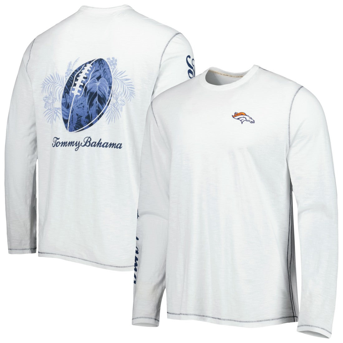 Denver Broncos Laces Out Billboard Long Sleeve T-Shirt - White - Tommy Bahama