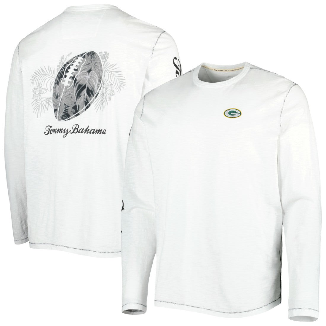 Green Bay Packers Laces Out Billboard Long Sleeve T-Shirt - White - Tommy Bahama
