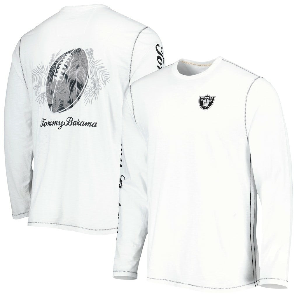 Las Vegas Raiders Laces Out Billboard Long Sleeve T-Shirt - White - Tommy Bahama