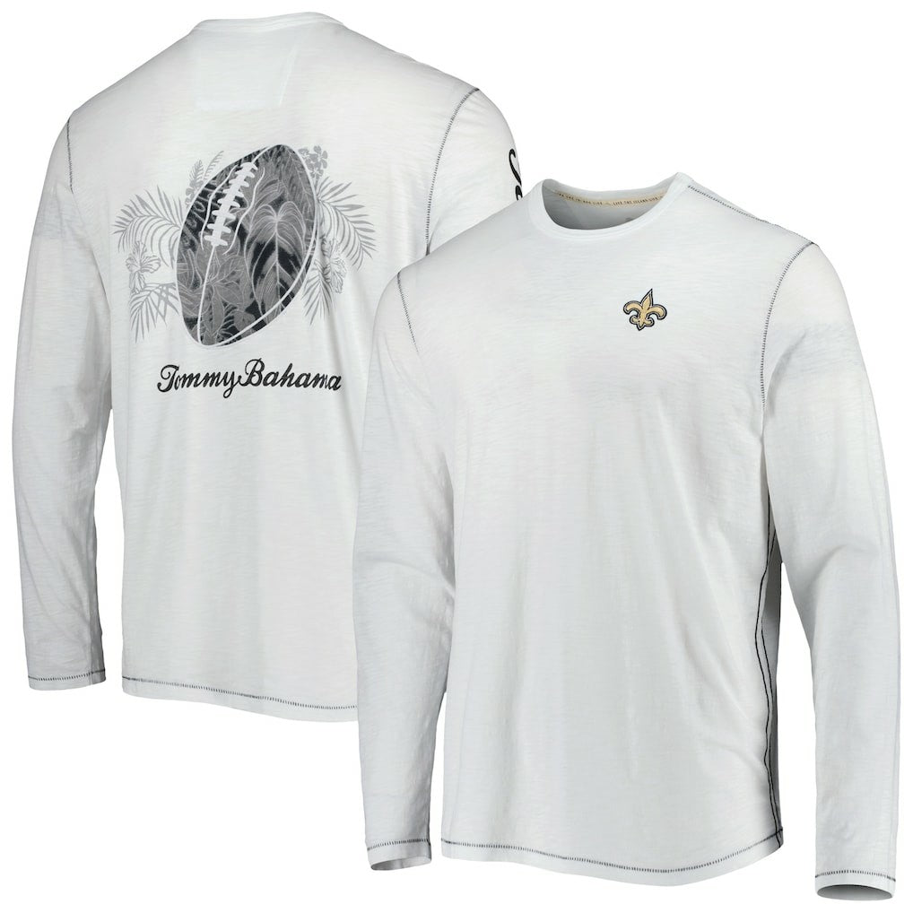 New Orleans Saints Laces Out Billboard Long Sleeve T-Shirt - White - Tommy Bahama