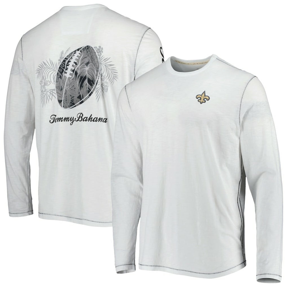 New Orleans Saints Laces Out Billboard Long Sleeve T-Shirt - White - Tommy Bahama
