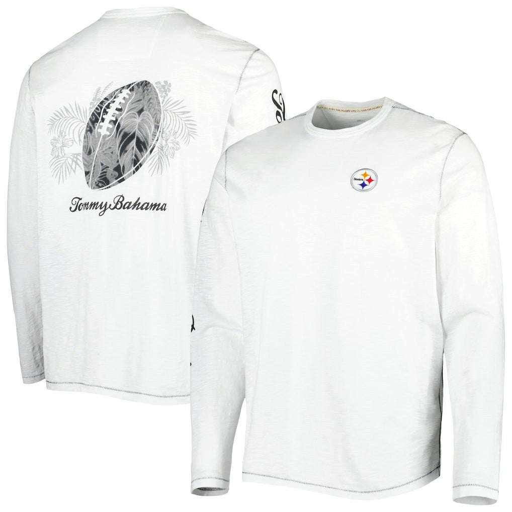 Pittsburgh Steelers Laces Out Billboard Long Sleeve T-Shirt - White - Tommy Bahama