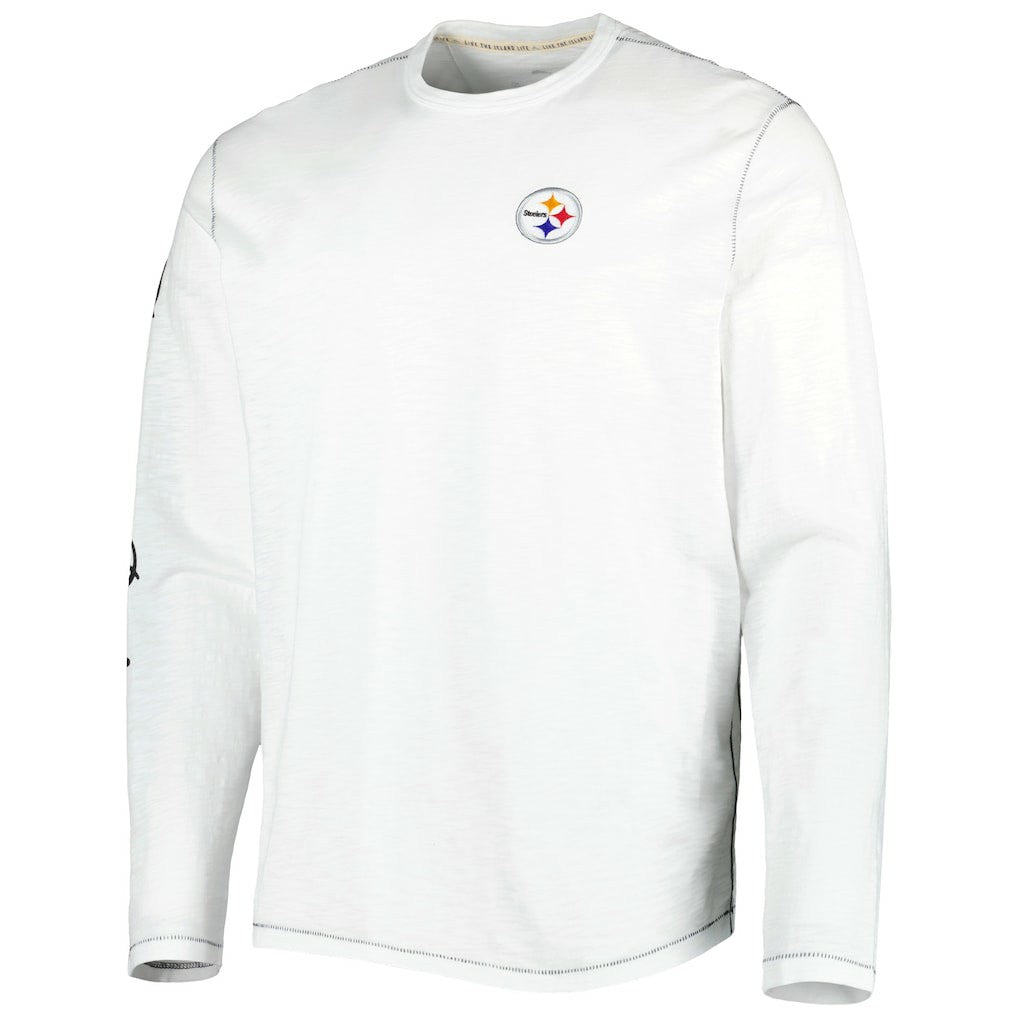 Pittsburgh Steelers Laces Out Billboard Long Sleeve T-Shirt - White - Tommy Bahama