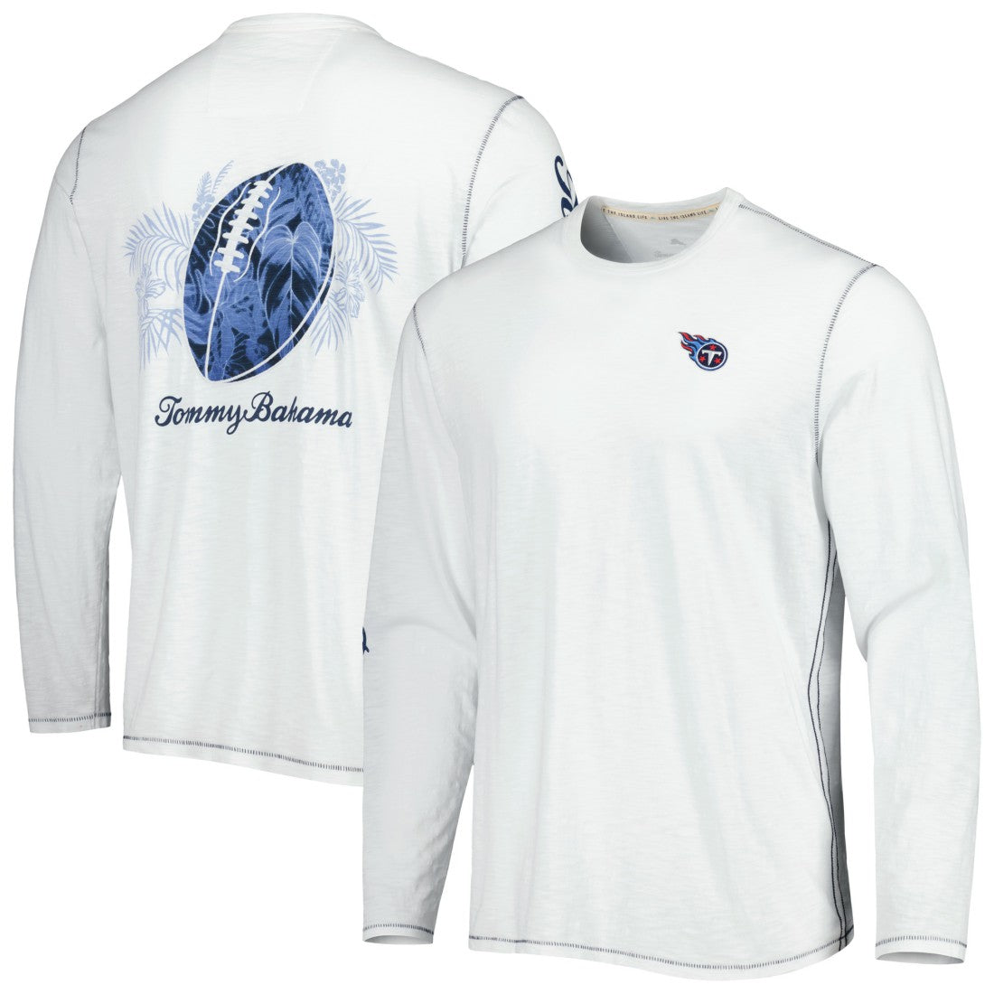 Tennessee Titans Laces Out Billboard Long Sleeve T-Shirt - White - Tommy Bahama