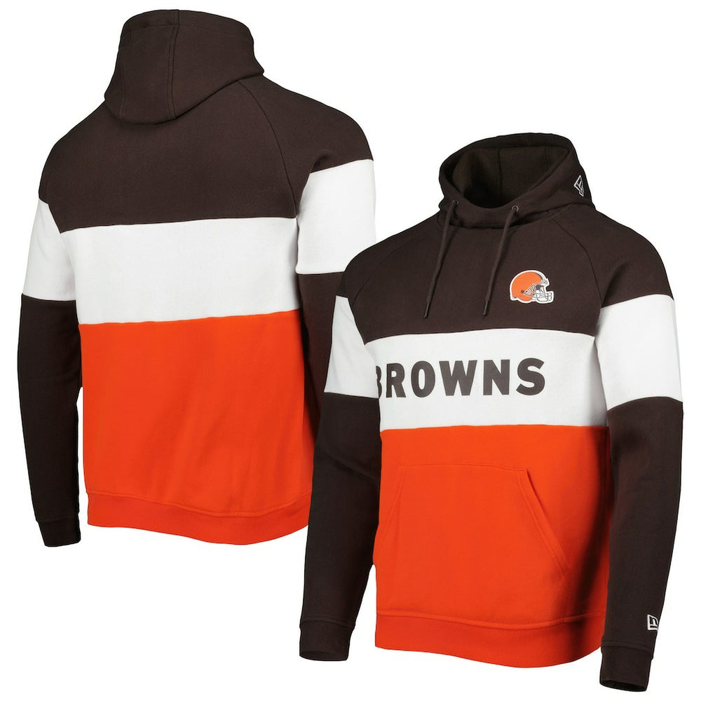 Cleveland Browns New Era Colorblock Current Pullover Hoodie - Orange - NFL