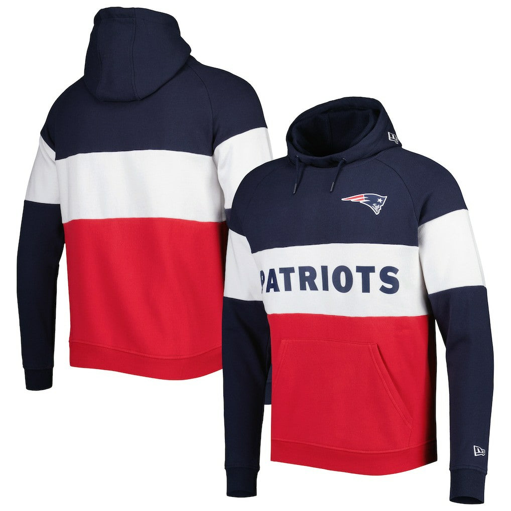 New England Patriots New Era Colorblock Current Pullover Hoodie - Red - NFL