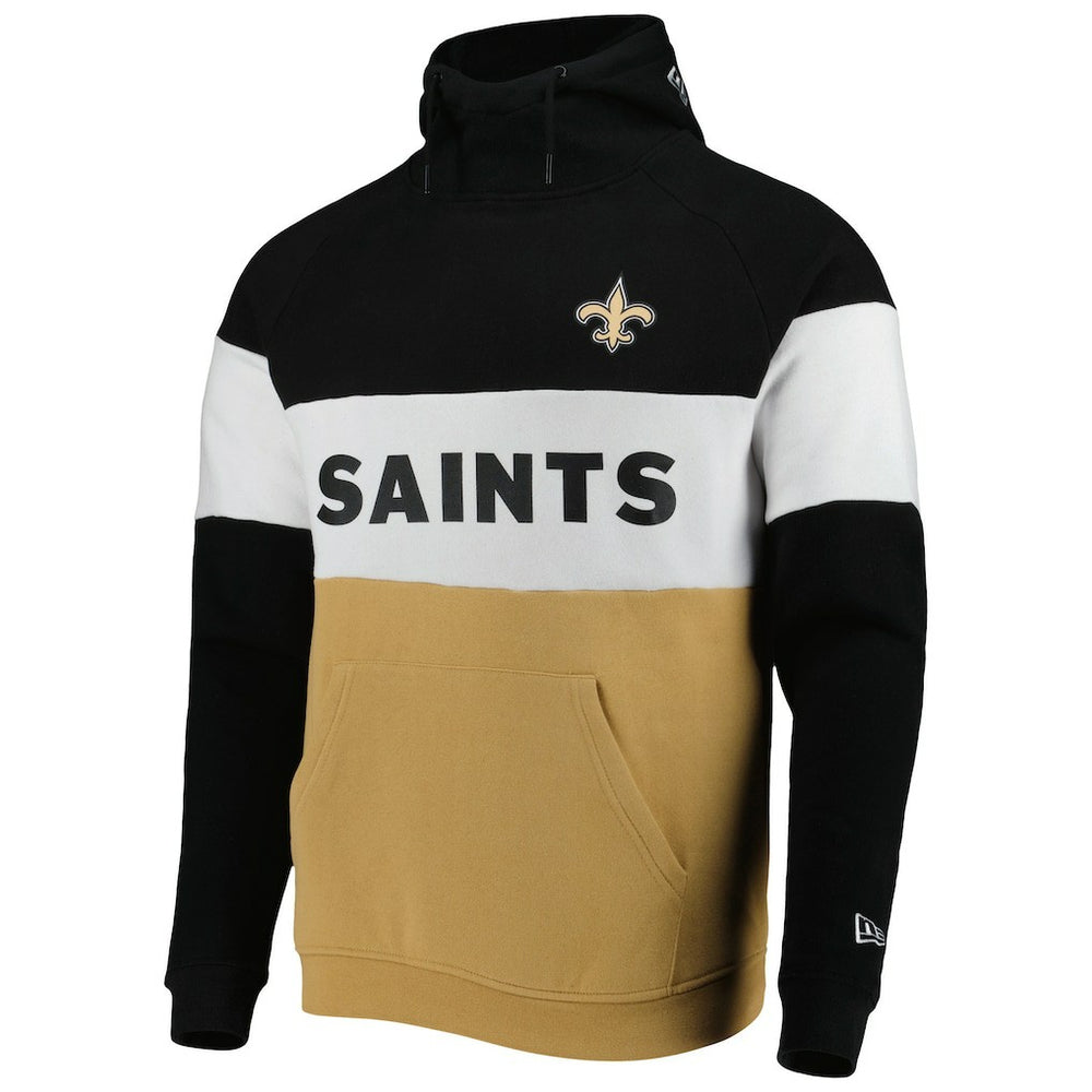 New Orleans Saints New Era Colorblock Current Pullover Hoodie - Gold/Black - NFL