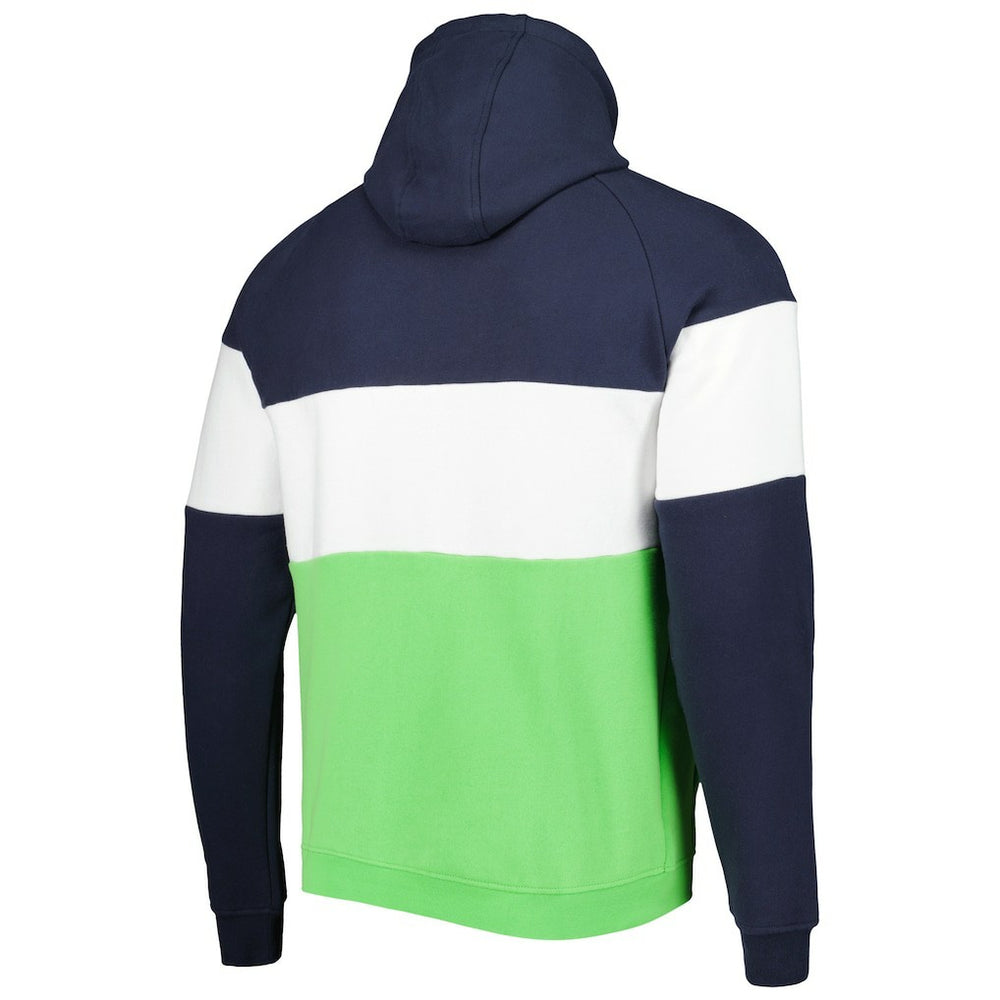 Seattle Seahawks New Era Colorblock Current Pullover Hoodie - Neon Green/College Navy - NFL