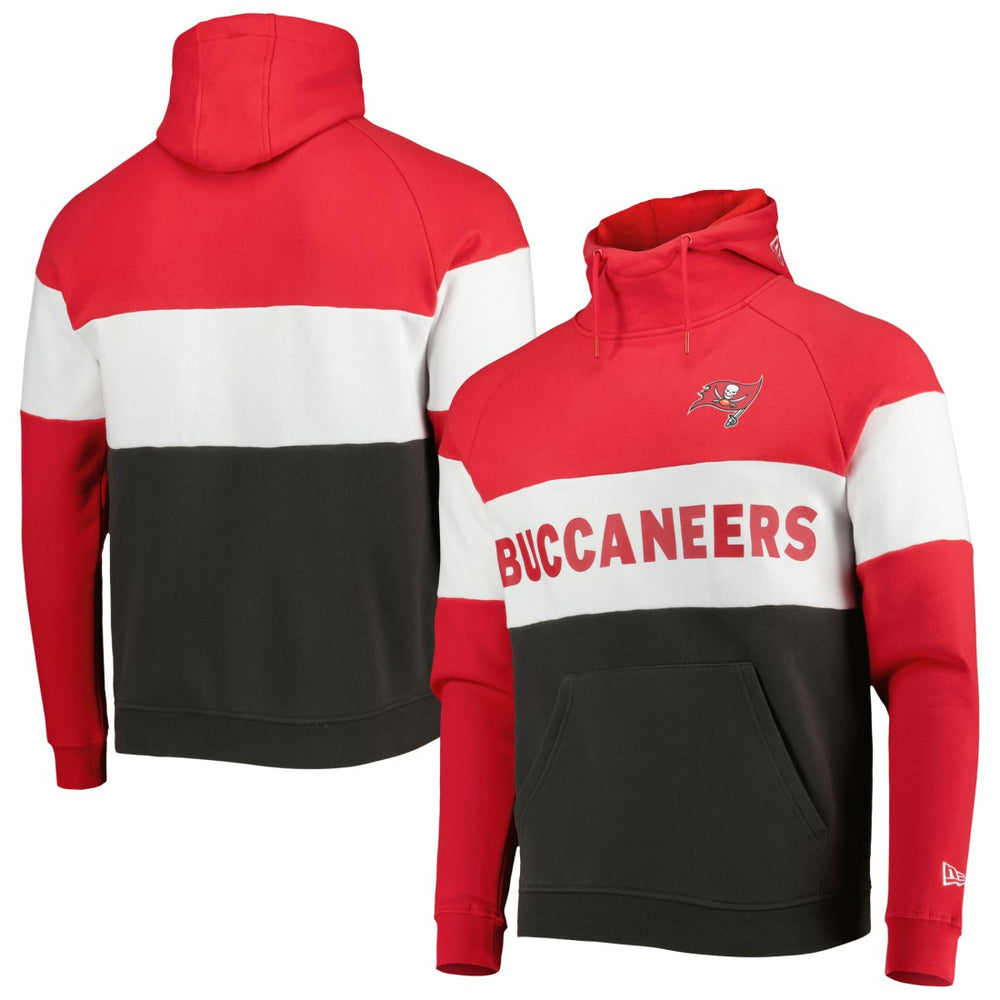 Tampa Bay Buccaneers New Era Colorblock Current Pullover Hoodie - Heather Charcoal/Red - NFL