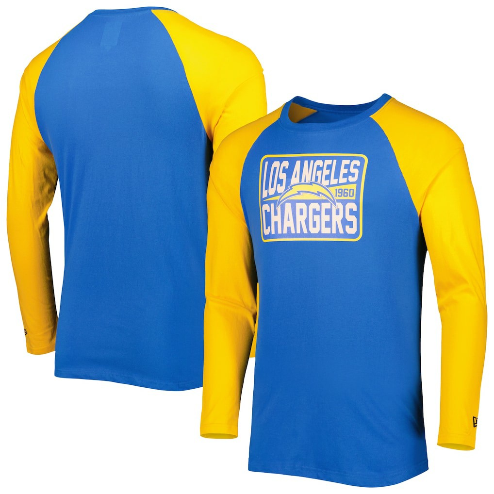 Los Angeles Chargers New Era Current Raglan Long Sleeve T-Shirt - Powder Blue - NFL