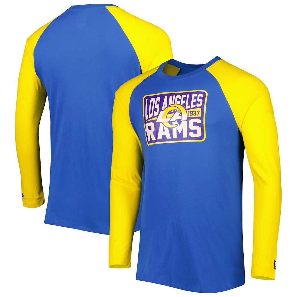 Los Angeles Rams New Era Current Raglan Long Sleeve T-Shirt - Royal - NFL