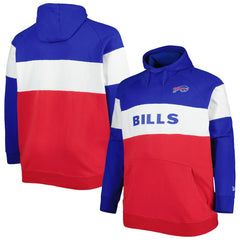Buffalo Bills New Era Big & Tall Current Team Colorblock Fleece Raglan Pullover Hoodie - Royal/Red - NFL
