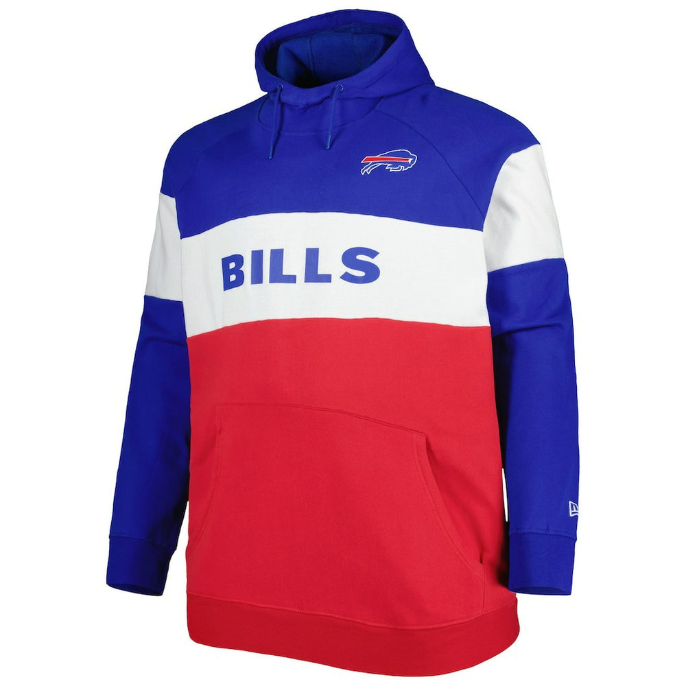 Buffalo Bills New Era Big & Tall Current Team Colorblock Fleece Raglan Pullover Hoodie - Royal/Red - NFL