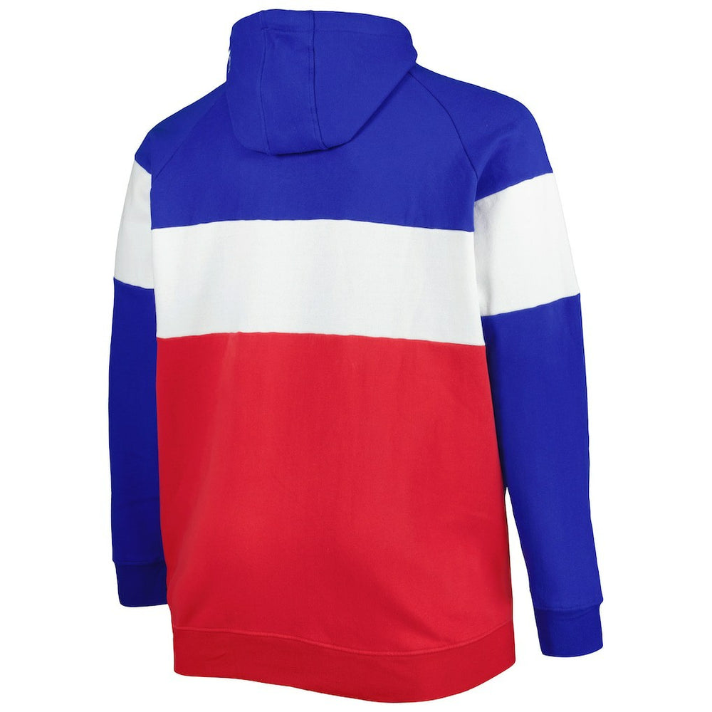 Buffalo Bills New Era Big & Tall Current Team Colorblock Fleece Raglan Pullover Hoodie - Royal/Red - NFL