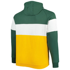 Green Bay Packers New Era Big & Tall Current Team Colorblock Fleece Raglan Pullover Hoodie - Green/Gold - NFL