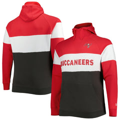Tampa Bay Buccaneers New Era Big & Tall Current Team Colorblock Fleece Raglan Pullover Hoodie - Red/Pewter - NFL