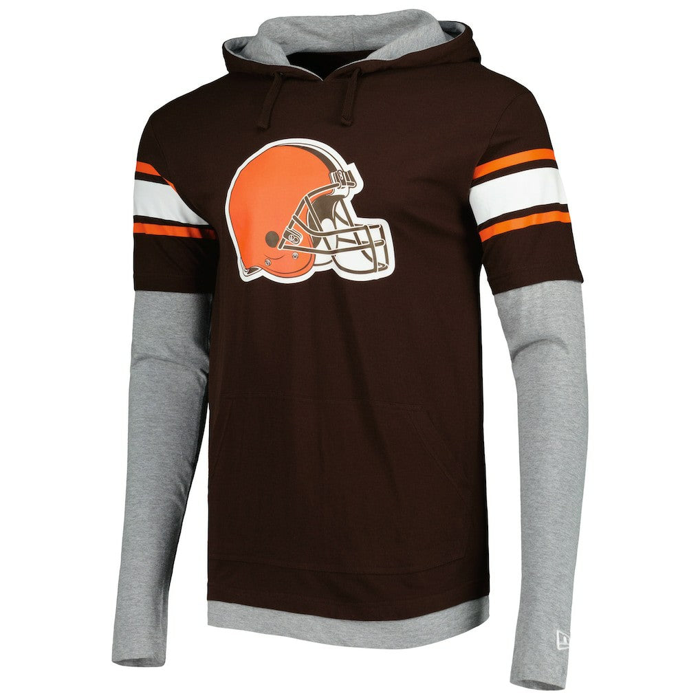 Cleveland Browns New Era Long Sleeve Hoodie T-Shirt - Brown - NFL