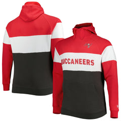 Tampa Bay Buccaneers New Era Big & Tall Current Colorblock Raglan Fleece Pullover Hoodie - Heather Charcoal/Black - NFL