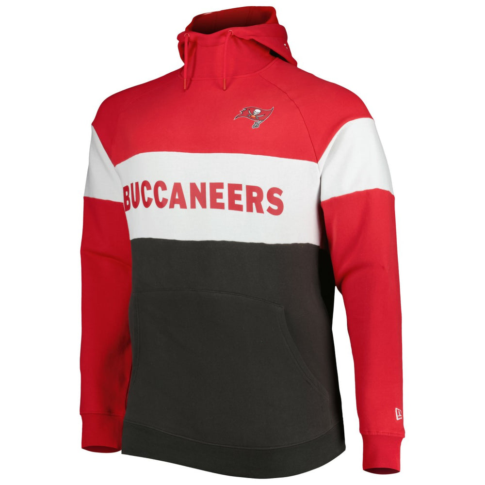 Tampa Bay Buccaneers New Era Big & Tall Current Colorblock Raglan Fleece Pullover Hoodie - Heather Charcoal/Black - NFL