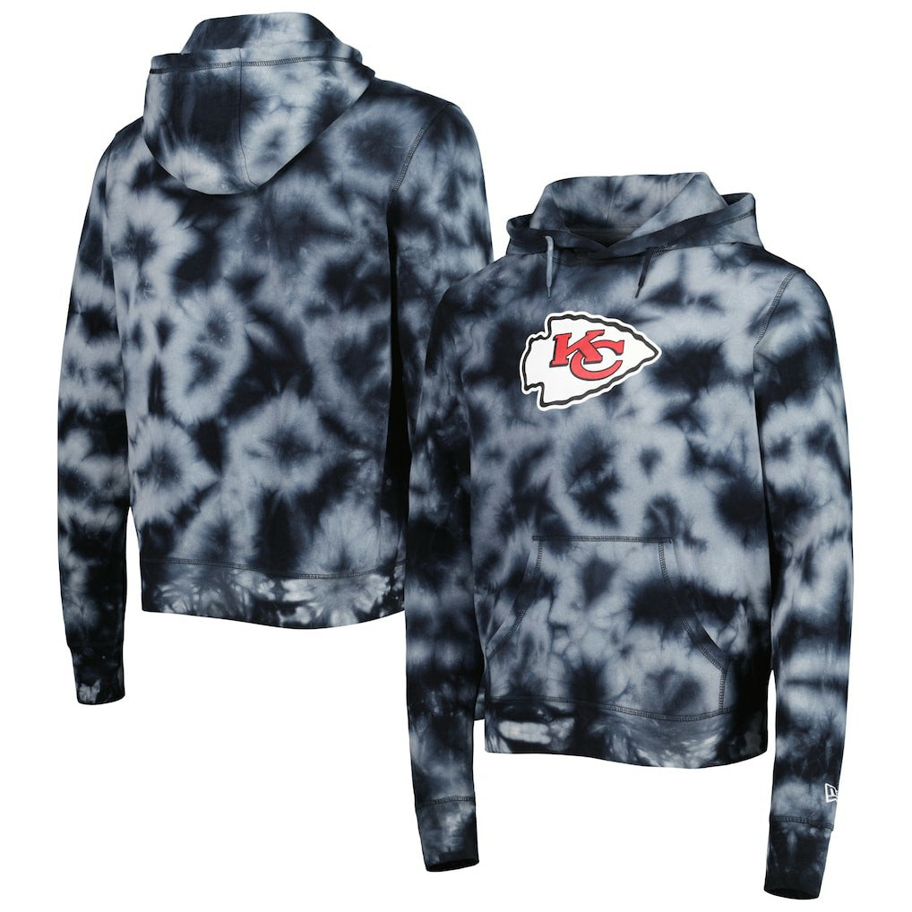 Kansas City Chiefs New Era Team Tie-Dye Pullover Hoodie - Black - NFL