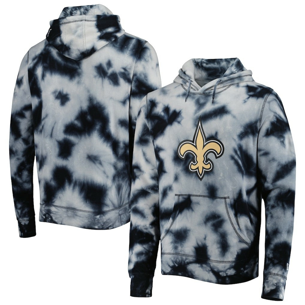 New Orleans Saints New Era Team Tie-Dye Pullover Hoodie - Black - NFL