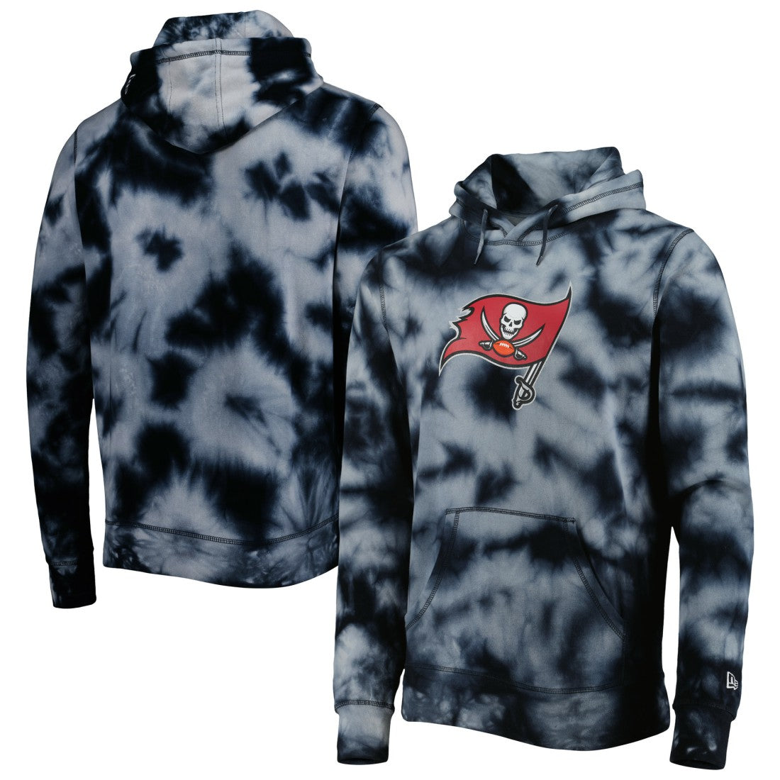Tampa Bay Buccaneers New Era Team Tie-Dye Pullover Hoodie - Black - NFL