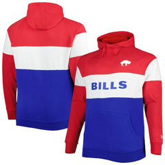 Buffalo Bills New Era Big & Tall Throwback Colorblock Fleece Raglan Pullover Hoodie - Red/Royal - NFL