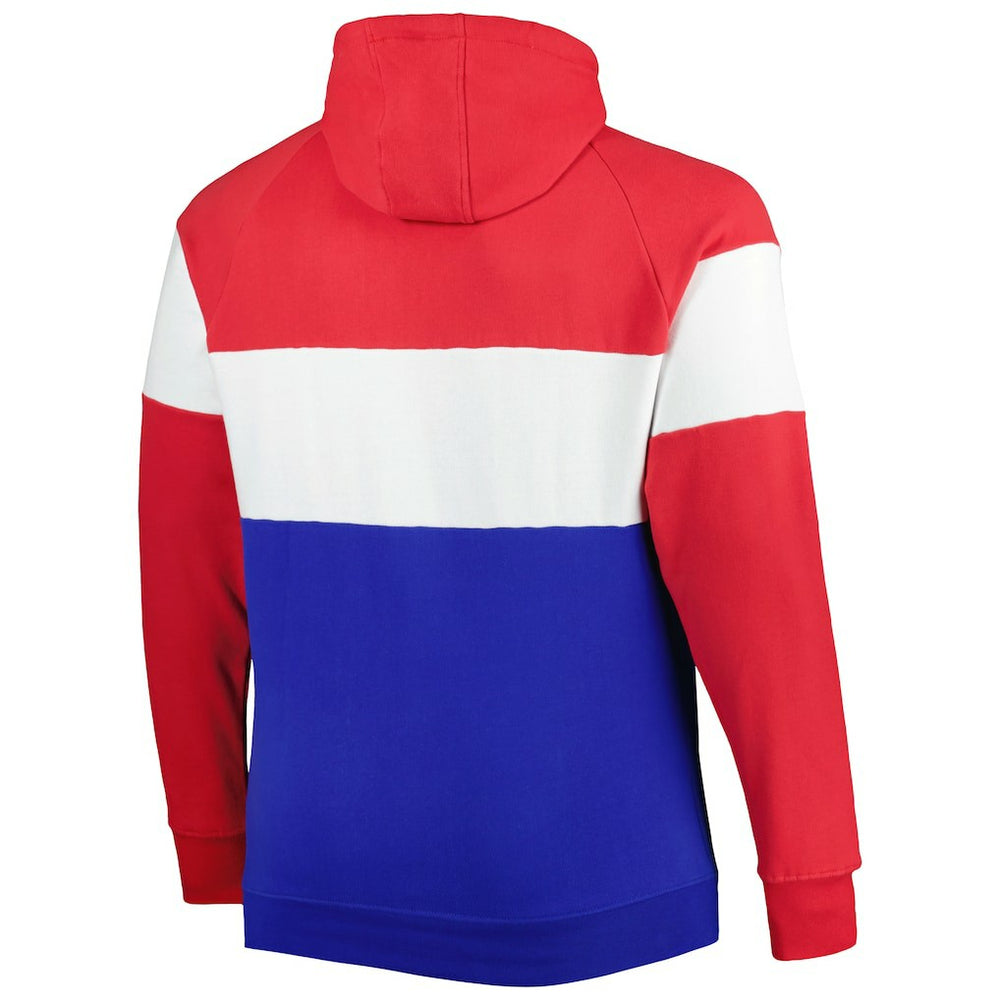 Buffalo Bills New Era Big & Tall Throwback Colorblock Fleece Raglan Pullover Hoodie - Red/Royal - NFL