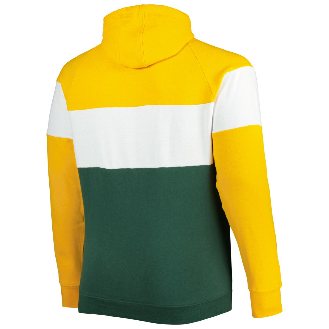 Green Bay Packers New Era Big & Tall Throwback Colorblock Fleece Raglan Pullover Hoodie - Gold/Green - NFL