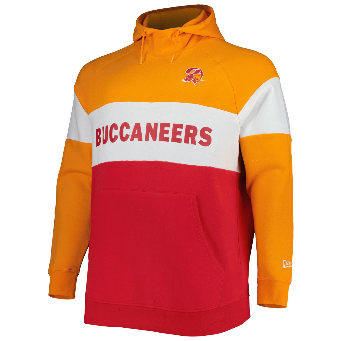 Tampa Bay Buccaneers New Era Big & Tall Throwback Colorblock Fleece Raglan Pullover Hoodie - Orange/Red - NFL