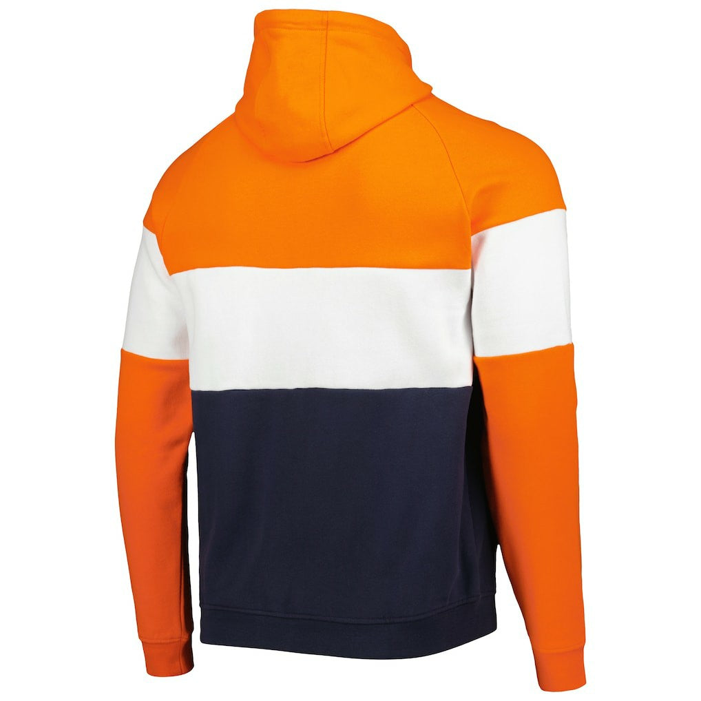 Chicago Bears New Era Colorblock Throwback Pullover Hoodie - Navy/Orange - NFL