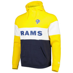 Los Angeles Rams New Era Colorblock Throwback Pullover Hoodie - Navy/Gold - NFL