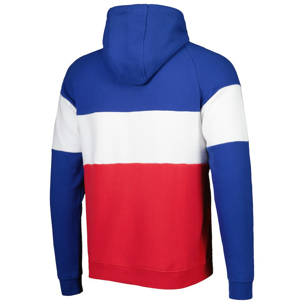 New England Patriots New Era Colorblock Throwback Pullover Hoodie - Red/Royal - NFL