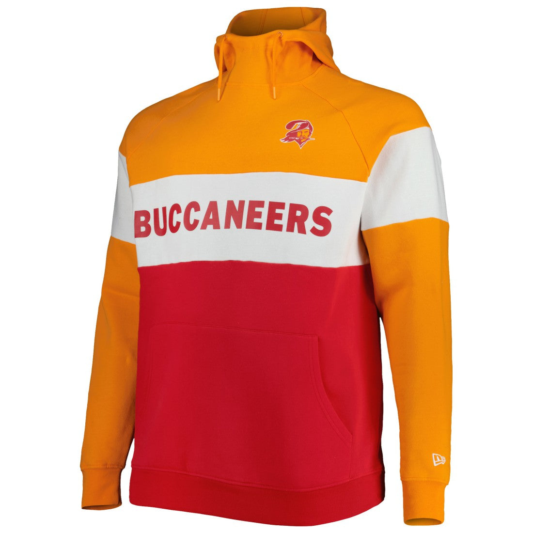 Tampa Bay Buccaneers New Era Big & Tall Throwback Colorblock Raglan Pullover Hoodie - Red - NFL