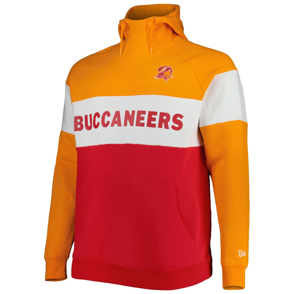 Tampa Bay Buccaneers New Era Big & Tall Throwback Colorblock Raglan Pullover Hoodie - Red - NFL