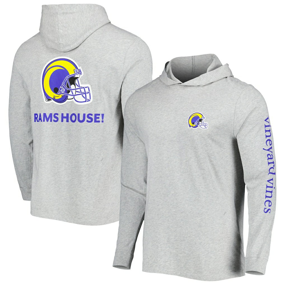 Los Angeles Rams Vineyard Vines Local Long Sleeve Hoodie T-Shirt - Heathered Gray - NFL