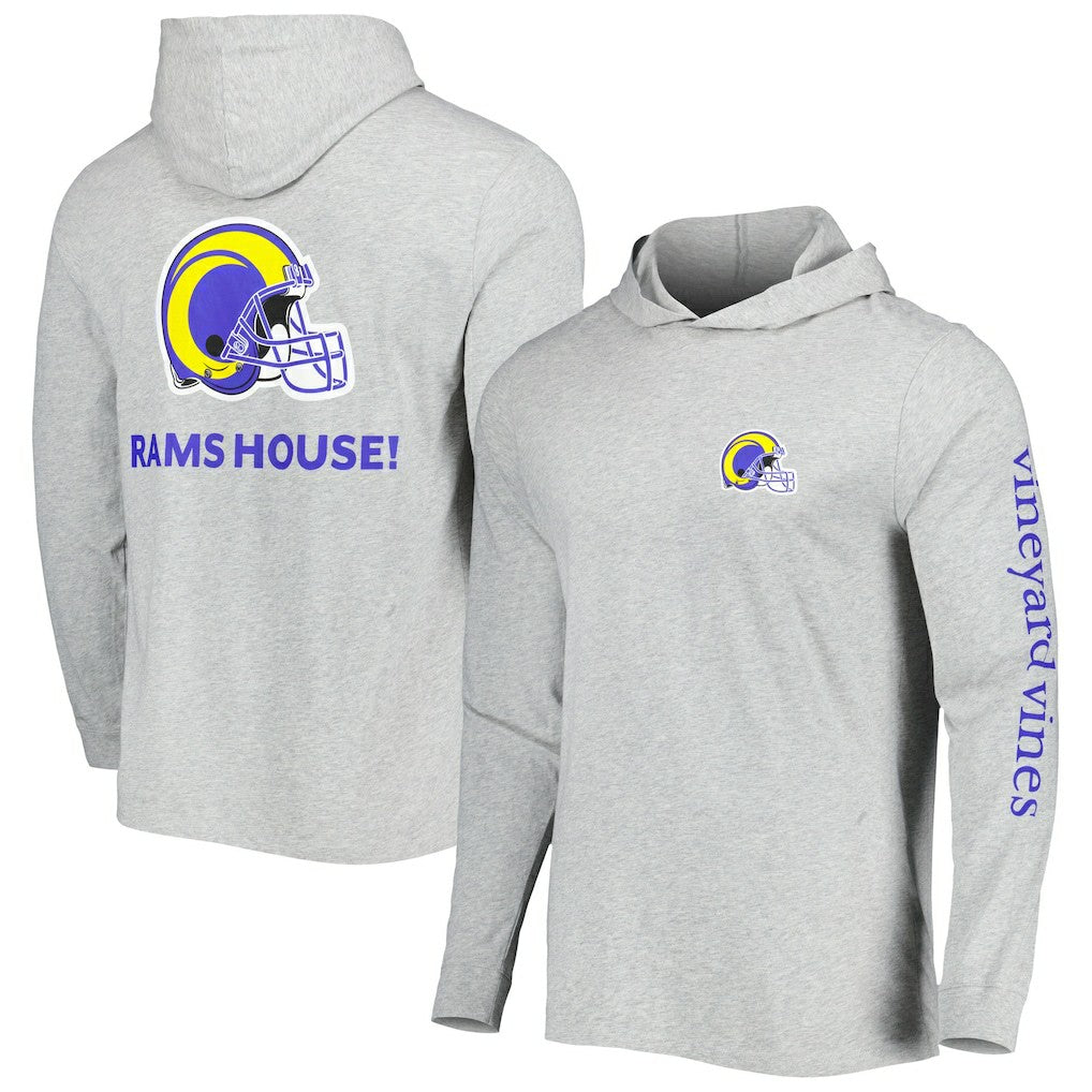 Los Angeles Rams Vineyard Vines Local Long Sleeve Hoodie T-Shirt - Heathered Gray - NFL